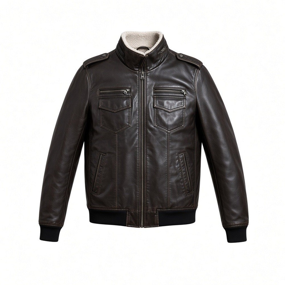 Levis Mens Faux Leather Sherpa Lined Bomber Jacket Brown RN 54163 XL
